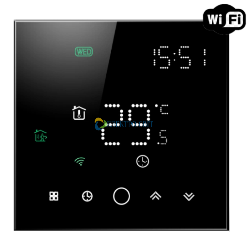 Wi-Fi скляний терморегулятор Ecoset TGW-003 Wi-Fi з датчиком підлоги 3м